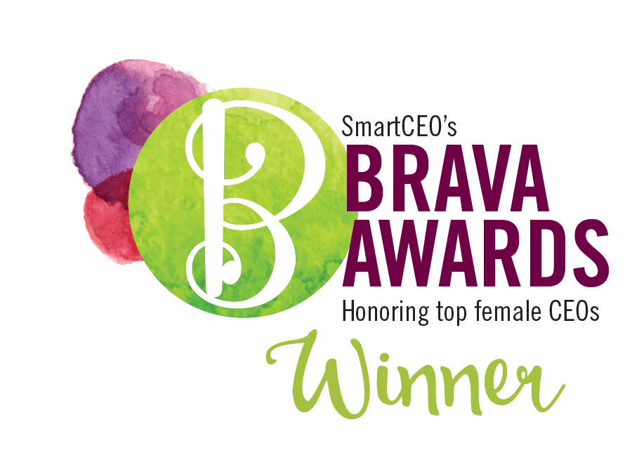 SmartCEO Brava Awards Winner logo honoring top female CEOs, on a black background