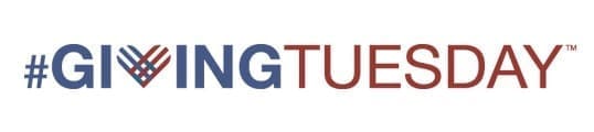 The official #GivingTuesday logo in navy and red on a white background, featuring a heart icon integrated into the letter V.